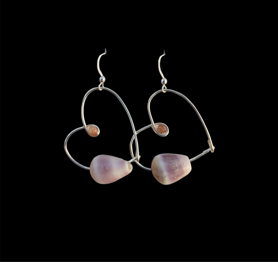 Heart Earrings Cone Shell & Kahelelani Shells